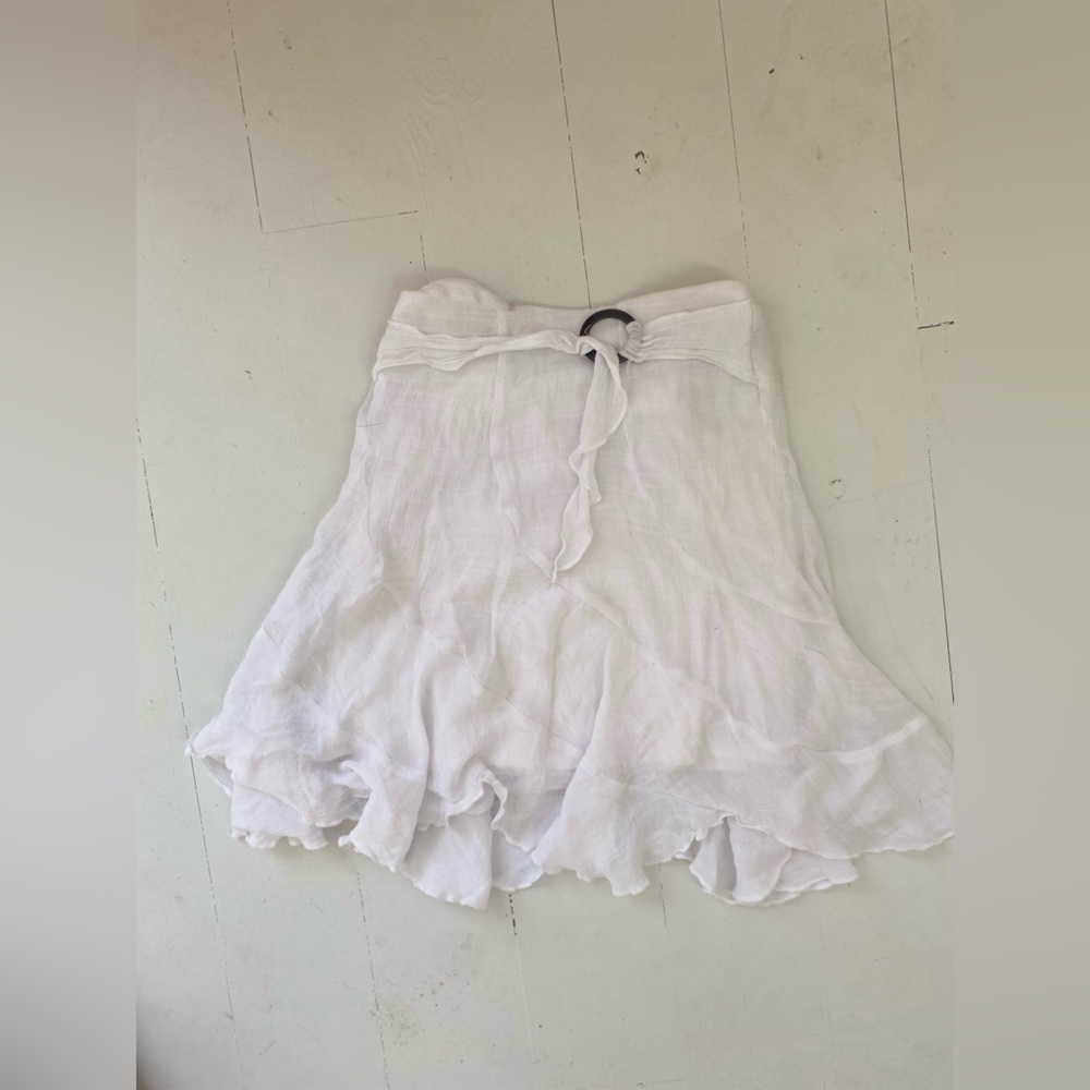 Girls White Asymmetrical White Flowy Skirt